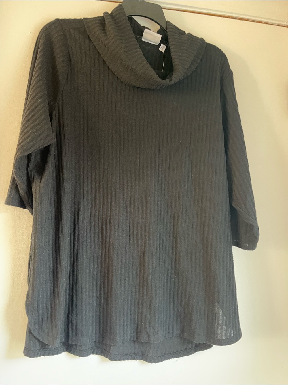 Kim Rogers Black Ribbed Cowl Neck Sweater Top